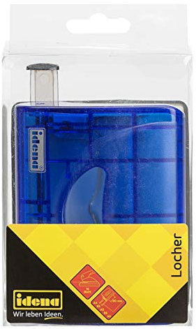 Idena 300750 - Locher mit Anschlagschiene, transluzent, 16 Blatt, blau