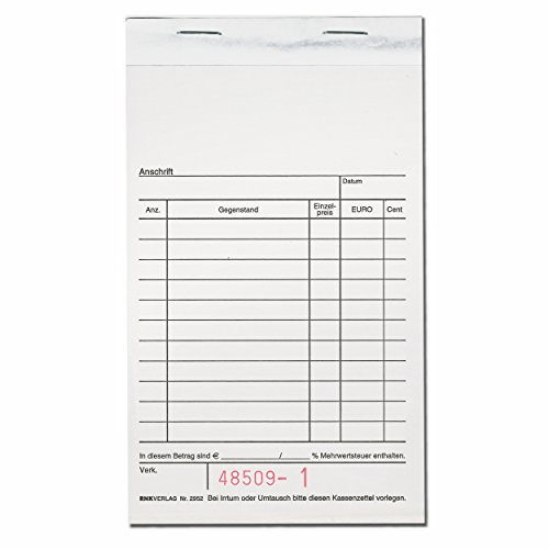 Kassenblock doppelt 10x15 neutral, Liefermenge = 10