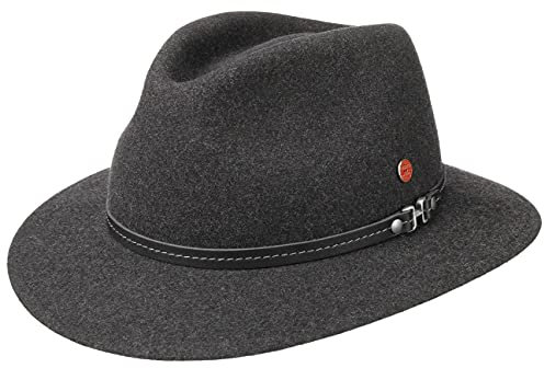 Mayser Mathis Trekkinghut Traveller Wollfilzhut Ledergarnitur Made in EU Damen Herren Sommer Winter anthrazit 59 cm