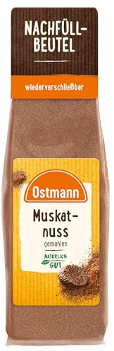 Ostmann Gewürze - Muskatnuss gemahlen | Ideal zum Würzen von Kartoffelgerichten | Zum Nachfüllen der Streudose | 50 g im wiederverschließbaren Beutel