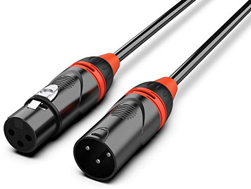 Audibax Pro Black Cavo DMX a 3 pin - Cavo DMX con Cancellazione del Rumore - Lunghezza 10 Metri - Cavo DMX Maschio a DMX Femmina - Rivestimento in PVC - Massimo Isolamento - Diametro 6 mm