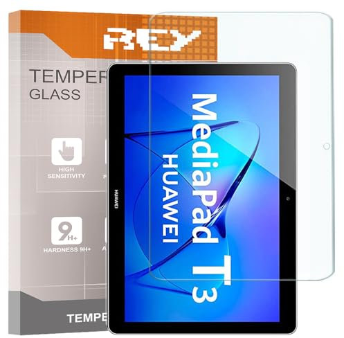REY Protector de Pantalla para Huawei MEDIAPAD T3 10 9.6, Cristal Vidrio Templado Premium
