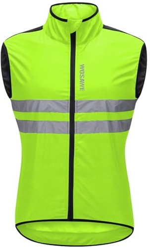 WOSAWE Veste Haute visibilité Hommes Coupe-Vent Ultraléger Respirant Gilet Réfléchissant avec Poches pour Course à Pied ou Vélo