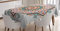 ABAKUHAUS Stammes Tischdecke, Abstrakt Sun Aztec Stil, Personalisierter Druck mit Klaren Farben Waschbar Wasserfest kein Verblassen, 140 x 240 cm, Türkis Korallenrot