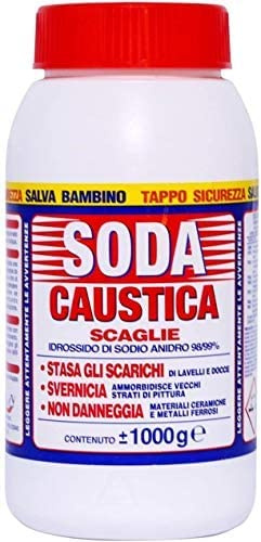 3 pièces de soude caustique à écailles 98/99% décapage - Stasa Les drains d'éviers et de douches - 1 kg [ TOTAL 3 KG ]