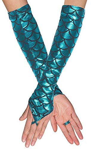 Boland 51027 - Handschuhe Meerjungfrau, für Erwachsene, Einheitsgröße, Schuppenmuster, Unterwasserwelt, Accessoire, Mottoparty, Karneval