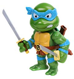 Jada Toys Turtles Leonardo Figur aus Die-cast, 10 cm, Sammelfigur, Druckguss, grün/blau