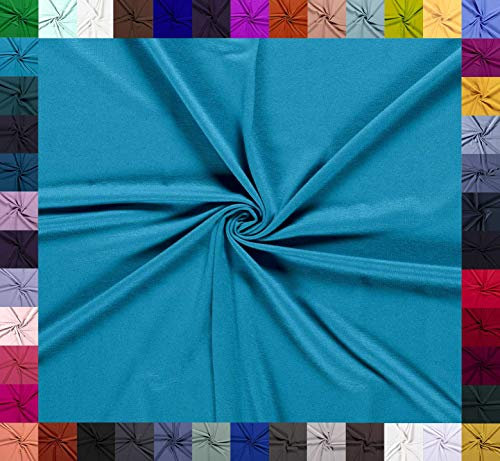 0,5m Baumwoll-Jersey uni 8% Elasthan Baumwollstoff elastisch Meterware Jersey-Stoff Oeko-Tex Kl 1, Farbe:türkis