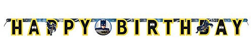Unique- Cartel Feliz Batman | 1 Unidad Guirnalda de Letras de Cumpleaños-1,75 m-Fiesta, Multicolor (77519)
