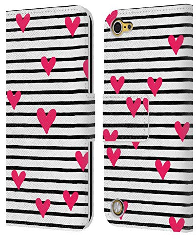 Head Case Designs Offizielle Zugelassen Ninola Streifen Herzen Geometrisch 2B Leder Brieftaschen Handyhülle Hülle Huelle kompatibel mit Apple iPod Touch 5G 5th Gen