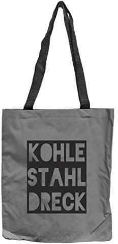 WB wohn trends Reflektor-Tasche Ruhrpott Kohle Stahl Dreck, grau-Silber REFLEKTIERT! Einkaufs-Beutel mit Innentasche, Einkaufstasche Tragetasche Shopper Shopping-Bag