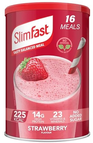 SlimFast Meal Replacement Shake Weight Loss & Balanced Diet, Vitamins and Minerals, Low Calorie, High Protein, Strawberry Flavour, 16 servings, 584 g, Packaging May Vary