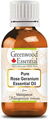 Greenwood Essential Pur Rose Géranium Huile Essentielle (Pelargonium roseum) 100% Naturelle de Qualité Thérapeutique Distillée à la Vapeur Pour les Soins Personnels 10ml (0,33 oz)