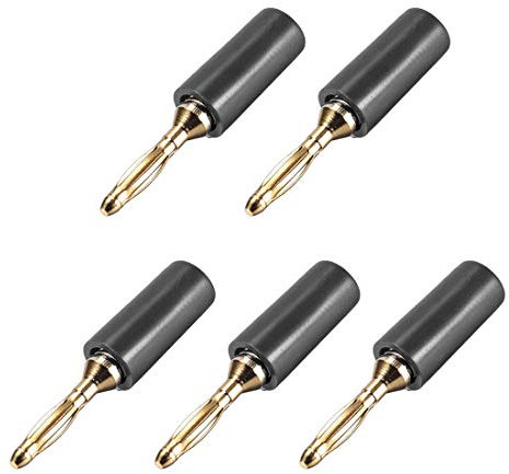 sourcing map 5 Stücke 2mm Bananenbuchsen Lautsprecher Kabelstecker Verbindungsstecker Bananenstecker Gold Schwarz