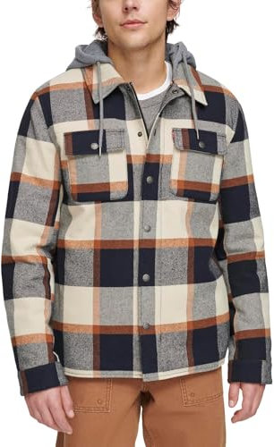 Levi's Herren Sherpa Lined Hooded Shirt Jacket (Regular & Big & Tall Sizes) Jacke, Skater Plaid mit Kapuze, XS