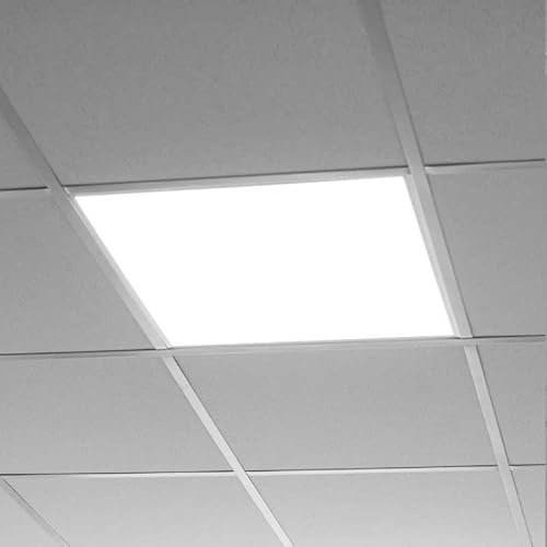 Mirrorstone 600 x 600 Square 40W Backlit LED Panel Light - Cool White 6000K, 3600 Lumens - Suspended Ceiling, Offices, Classrooms, Shops Commercial Use (Transformer Included)