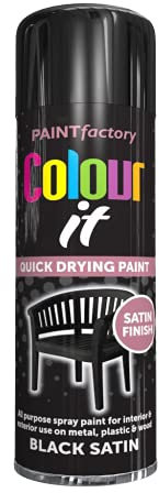 Classic Signature - 3 x All Purpose Black Satin Aerosol Spray Paint 250ml Quick Drying Spray,Fast Dry and Excellent Coverage for Wood, Metal, Plastic and more