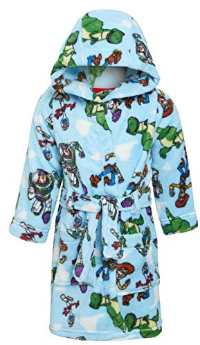 Disney Toy Story 4 Bademantel mit Kapuze für Jungen und Mädchen, Fleece, Buzz Woody Forky Robe Housecoat, blau, 6 Jahre