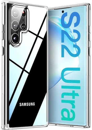 Meifigno Crystal Clear Hülle kompatibel mit Samsung Galaxy S22 Ultra, [20X Anti-Yellow][Militärgeprüft & Super Clear] Hard Back mit Soft Bumper Hülle für Galaxy S22 Ultra 6.8 Zoll, Transparent