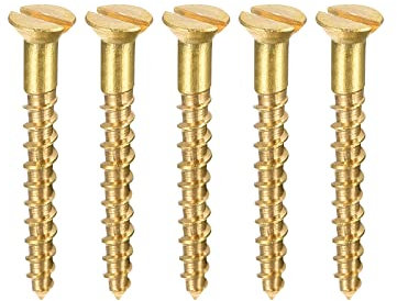 sourcing map Holzschrauben M2 x 16 mm Schlitz Flachkopf Messing Selbstschneidende Schraube 100 Stück