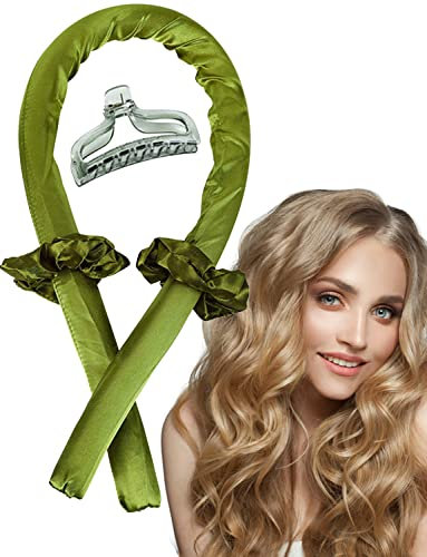 JLDFV Heatless Curls Band,Foam Locken Ohne Hitze Seidenhaar Lockenwickler Curlers,Rutschfest mit Haarnadel,DIY Haarstyling-Tools für Langes Mittleres Haar (Grün)