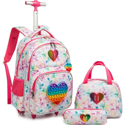 Meetbelify Liebe Mädchen Trolley Rucksack Schulrucksack Mädchen Schulrucksack Mädchen Teenager