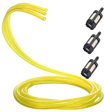 Moritale Benzinschlauch Set 3 Stück Benzinfilter Rasenmäher Motorsense Kraftstoffschlauch 1 Meter für Kettensäge Freischneider 2 4 Takt Kleinmotor (3 Stück Set & Benzinfilter)