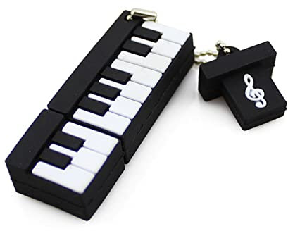 Tynerza Musik-Reihe Elektronische Orgel Form 128 GB USB 2.0 Flash-Laufwerk Niedlicher Speicherstick Klaviatur USB Stick Geschenk für Musiker, Musikliebhaber, für Schule Büro Geschäft (Schwarz)