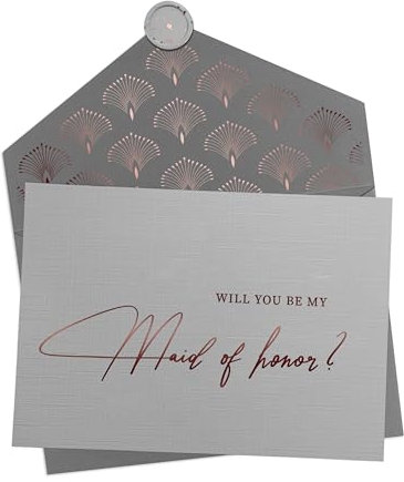 Jolicoon Karte Will you be my maid of honor, mit Umschlag und Wachssiegel – Trauzeugin Antragskarte