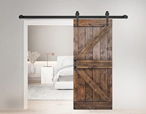 Serie K. Porta scorrevole fai da te in legno massello con kit di ferramenta (91,4 x 213,4 cm, noce scuro)