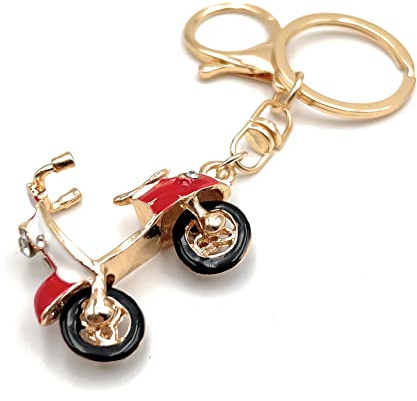 H-Customs Motorroller Bike Moped gold rot Schlüsselanhänger Anhänger gold