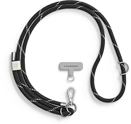Cordon de téléphone tressé (Adaptateur pour lanière de téléphone inclus) RHINOSHIELD | Cordon résistant et ajustable, boucle supplémentaire pour accrocher des accessoires - Noir Cosmique