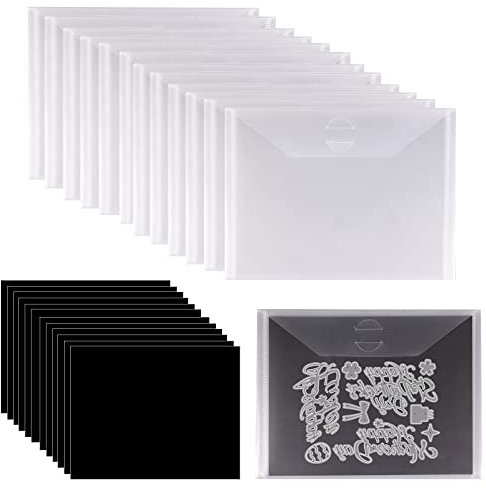 24pcs Stempeltaschen für Stempel und Stanzformen mit Gummi-Magneten, Stanzformen Tasche Wiederverschließbare Plastiktüten für Schablonen Album Stempel DIY Scrapbooking (0,6 mm Magnetbögen)