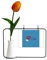 Künstliche Blumenvase, Motiv: Karpfen, Glück, Segen, Tulpe, Dekorationskarte