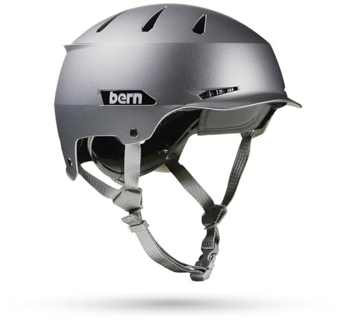 BERN Hendrix Helm, Unisex, Erwachsene, Metallic Silver, Größe L