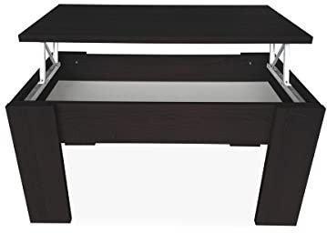 mattfy - Mesa de Centro para el Café/Té, Elevable, Mesita de Salón o Comedor, Color Wengue, Medidas: 90 cm (Ancho) x 50 cm (Fondo) x 46/57 cm (Alto)
