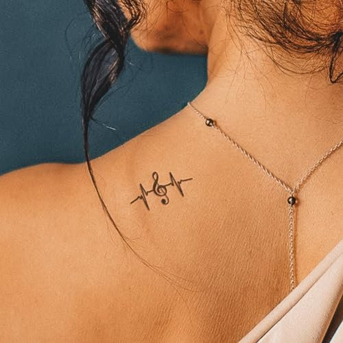 Inkster® Music Heartbeat Tattoo, Temporary Tattoo with EU Cosmetic Certification, Waterproof + Vegan, Revolutionary 2-Week Tattoo, Fake Tattoos and Adhesive Tattoos for Adults