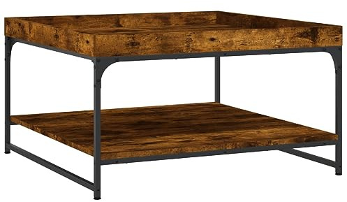 vidaXL Couchtisch Räuchereiche 80x80x45 cm Holzwerkstoff und Eisen