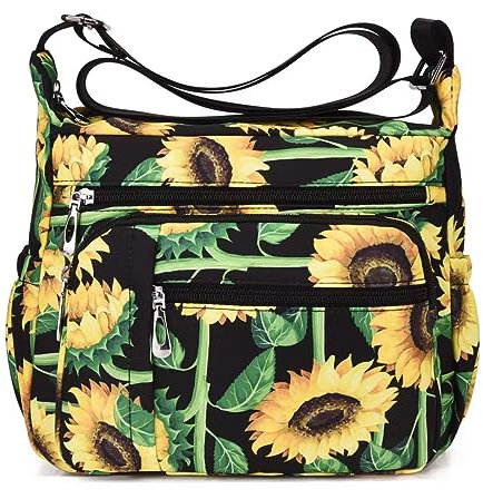 HERCMNOY Umhängetasche für Damen, mehrere Taschen, lässige Reisetasche, Handtasche, Umhängetasche, Kuriertasche, sonnenblume, 11.0inch
