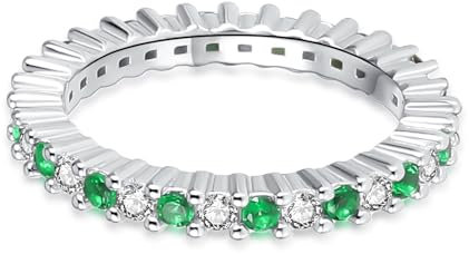 Vxddy Damen Ringe Ring für Frauen Größe 7 Smaragd Eheringe Hochzeitsringe Sterling Silber Verlobung Modernen Schmuck