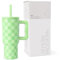Simple Modern Thermobecher mit Silikonstrohhalm und Griff | Isolierter Edelstahl-Trinkbecher Eiskaffee-Reisebecher | Trek | 710ml | Lime Checkmate