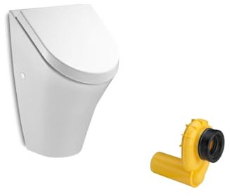 VBChome Urinal Zulauf von Hinten Weiß Deckel mit Absenkautomatik Soft Close Modern Hochwertig Keramik Pinkelbecken Pissoir Wandurinal Wandpissoir Urinal mit Deckel und Siphon