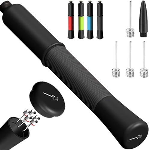 Ballpumpe mit Nadelaufbewahrung (Niemals die Nadel verlieren) Basketballpumpe mit 5/10 Nadeln und ausziehbarem Kabel für Fußball, Basketball, Volleyball, Rugby Ball - Großartig für alle Bälle