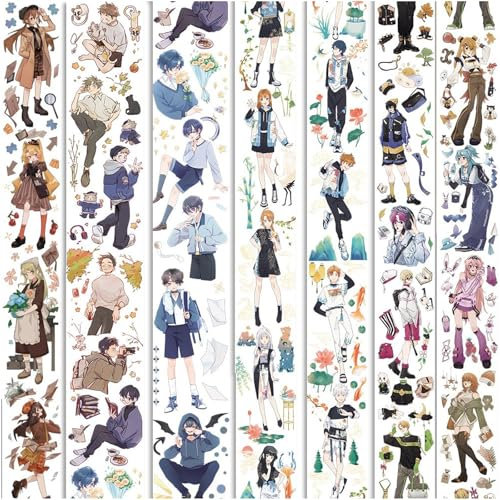 Kraeoke 4 Rollen PET Washi Tape Set Washi Sticker Retro Scrapbook Stickers Bunt Aufkleber Fotoalbum für Bullet Journals, Basteln und Geschenkpaket (Stil 3)