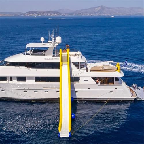 Femxizor Customized Large Inflatable Yacht Slide with Safety Net And Air Pump Suitable for Commercial Amusement Equipment in Summer,16.4Ft/5M,White
