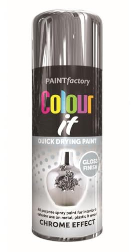 RAPIDE PF Colour It Spray Gloss Chrome Effect 400ML – Quick Drying High-Performance Spray Paint for Metal, Plastic & Wood – Interior & Exterior Use