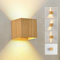 Doughelec LED Wandleuchte Holz Innen Aussen, Wandlampe Vintage 6W IP65 Wasserdicht LED Aussenlampe Wand Warmweiß 3000K Up Down Einstellbar Abstrahlwinkel Bettlampe Gold für Wohnzimmer Flur Terrasse