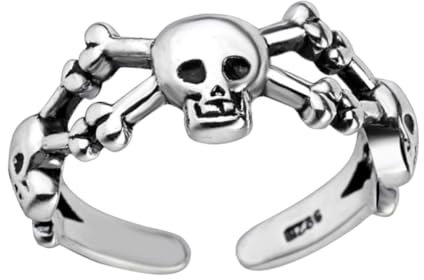 SOIMISS Anneau De Crâne Anneaux Ouverts D'halloween Bagues Squelette Bague Ouverte Vintage Bijoux Bague Décor Bague Ouverte Tête De Mort Bague Ouverte Femme Bague Cool Motard Silver Cuivre