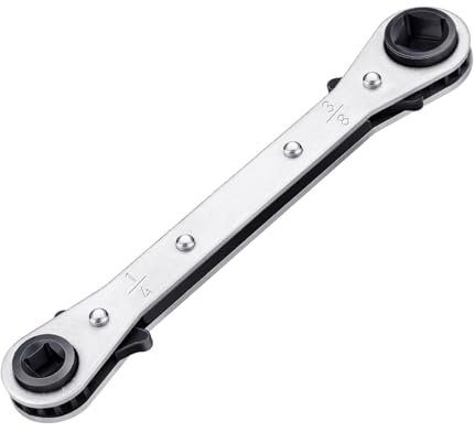 GIONAR HVAC, chiave a cricchetto quadrupla con 4 misure 3/8 '' 1/4'' 5/16'' 3/16'', chiave a cricchetto ad aria a 360° per riparazione di apparecchiature di climatizzazione e refrigerazione