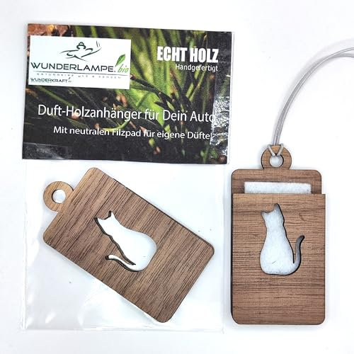 KATZE Aroma Holz Diffuser für Ätherische Öle/Auto Duftbaum/verschiedene Designs, Wiederverwendbar mit austauschbarem Filzpad/Handgefertigt in Bayern aus echtem Holz/Eleganter Lufterfrischer